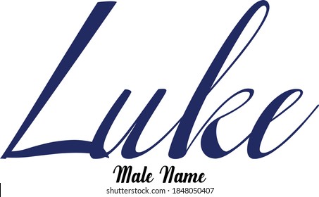 Luke-Male Name Calligraphy Blue Color Text on White Background