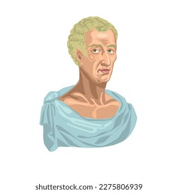 Lukianos of Samsat (125 – 180) He is known for his wit and sarcastic nature. There are about eighty works that have survived to the present day, which are thought to belong to him. Vector illustration