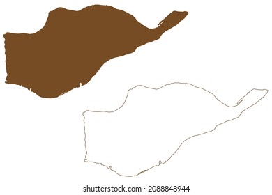 Lulu island (Canada, British Columbia Province, North America) map vector illustration, scribble sketch Lulu map