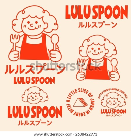 LULU spoon set sandwich cute retro cartoon vector hand drawn