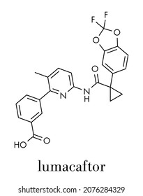 Lumacaftor cystic fibrosis drug molecule. Skeletal formula.