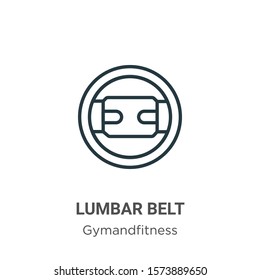 Lumbar belt outline vector icon. Thin line black lumbar belt icon, flat vector simple element illustration from editable gymandfitness concept isolated on white background