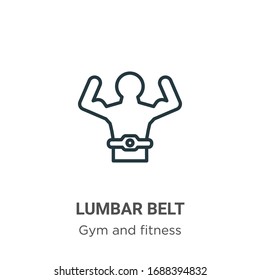 Lumbar belt outline vector icon. Thin line black lumbar belt icon, flat vector simple element illustration from editable gym and fitness concept isolated stroke on white background