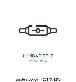 lumbar belt thin line icon. medical, orthopedic linear icons from gym and fitness concept isolated outline sign. Vector illustration symbol element for web design and apps.