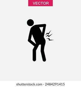 Lumbar pain vector flat black trendy style illustration for web and app on white background..eps