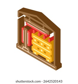 lumber drying process isometric icon vector. lumber drying process sign. isolated symbol illustration