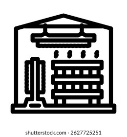 lumber drying process line icon vector. lumber drying process sign. isolated contour symbol black illustration
