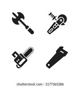 lumber icon. 4 lumber vector icons set. axe, chainsaw and power saw icons for web and design about lumber theme