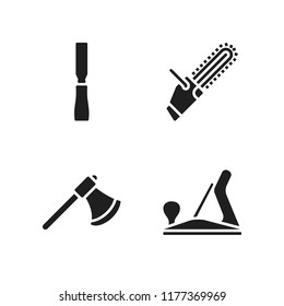 lumber icon. 4 lumber vector icons set. wood plane, chisel and axe icons for web and design about lumber theme
