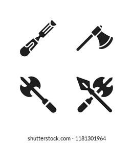 lumber icon. 4 lumber vector icons set. chisel and axe icons for web and design about lumber theme