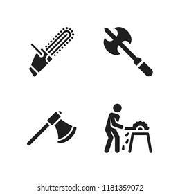 lumber icon. 4 lumber vector icons set. chainsaw, axe and saw icons for web and design about lumber theme