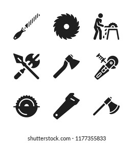 lumber icon. 9 lumber vector icons set. saw, chisel and circular saw icons for web and design about lumber theme