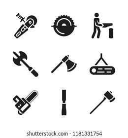 lumber icon. 9 lumber vector icons set. circular saw, chisel and power saw icons for web and design about lumber theme