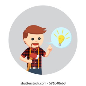 lumber jack with idea callout in circle background