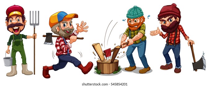 Ilustración de las tomas de lumbar y de los personajes del agricultor