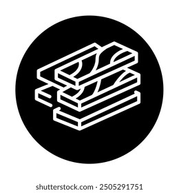 Lumber line black icon. Plywood illustration. Sign for web page, mobile app, button, logo. Vector isolated button. Editable stroke.