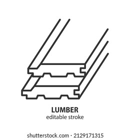 Lumber line icon. Wooden timber vector symbol. Editable stroke.