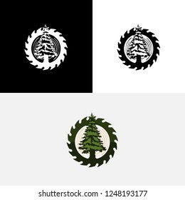 Lumber Mill Tree Grind Cutter Chain Saw Icon Logo