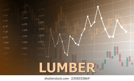 Lumber price charts in commodity market. Agricultural business concept. Financial market graph and price quotation. Defocused trading screen background.