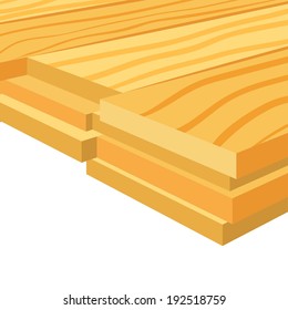Lumber (timber), stack of wooden planks (bars), vector illustration