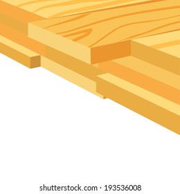 Lumber (timber), stack of wooden planks (bars), vector illustration