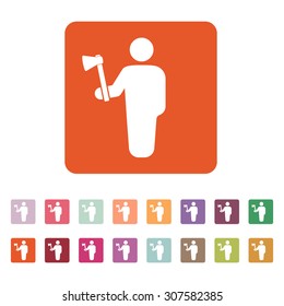 The lumberjack avatar icon. Forester and woodcutter, craftsman symbol. Flat  Vector illustration. Button Set