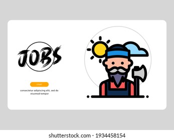 Lumberjack Avatar On Professionsthemed White Background Stock Vector ...