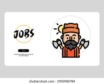 lumberjack avatar on white background, very suitable for learning media