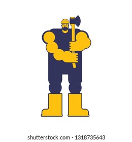 Lumberjack with ax. Woodcutter with axe. vector