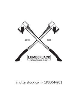 Lumberjack Axe Cross, perfect for woodwork and axe club logo design
