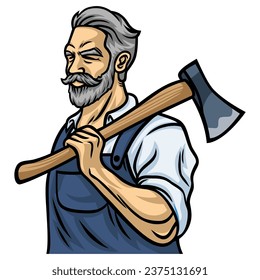 Lumberjack with Axe Illustration Vector Character Design