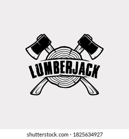 Lumberjack Axe Logo Design Vector