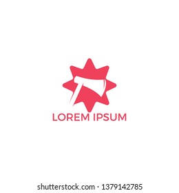 Lumberjack axe and star vector logo design. Woodworking or carpentry logo design concept.