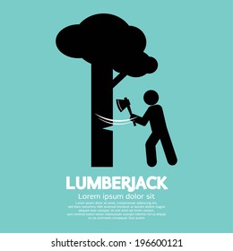 Lumberjack With Axe Symbol Vector Illustration
