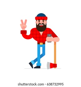 Lumberjack with Axe vector illustration.