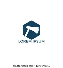 Lumberjack axe vector logo design. Woodworking or carpentry logo design concept.