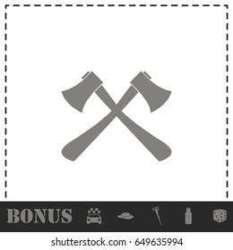 Lumberjack axes crossed icon flat. Simple vector symbol and bonus icon