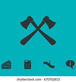 Lumberjack axes crossed icon flat. Simple vector symbol and bonus icon