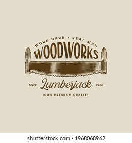 Lumberjack Badge, Vintage Engraving Style
