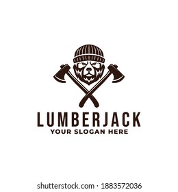 Lumberjack Bear Logo With Axes Design