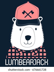 Lumberjack bear print design. Vector illustration design for fashion fabrics, textile graphics, prints.