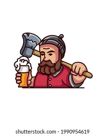 Lumberjack with beer and trees