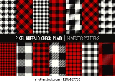 
Lumberjack Buffalo Check Plaid Vector Patterns. Red, Black and White Christmas Backgrounds. Hipster Flannel Shirt Fabric Textures. Repeating Pattern Tile Swatches Included.
