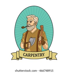 Lumberjack Carpentry Label Vector