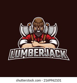 Lumberjack Cartoon Mascot Logo Illustration