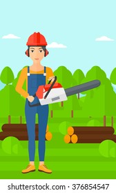 Lumberjack with chainsaw.