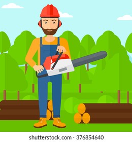 Lumberjack with chainsaw.