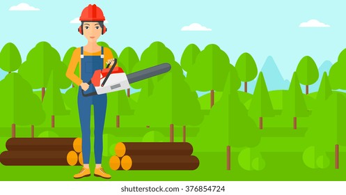 Lumberjack with chainsaw.