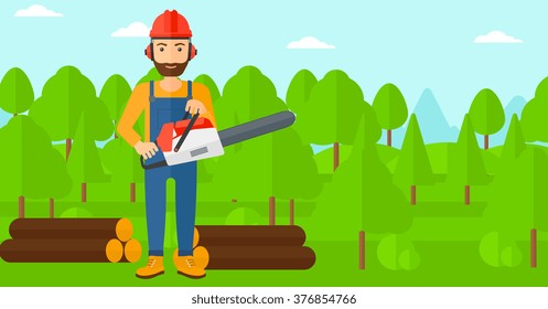 Lumberjack with chainsaw.
