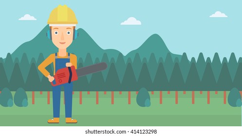 Lumberjack with chainsaw.